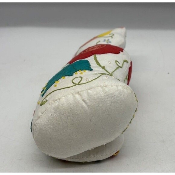 Vintage Handmade Patchwork Embroidered Farmhouse  Cat Pillow - Picture 6 of 7